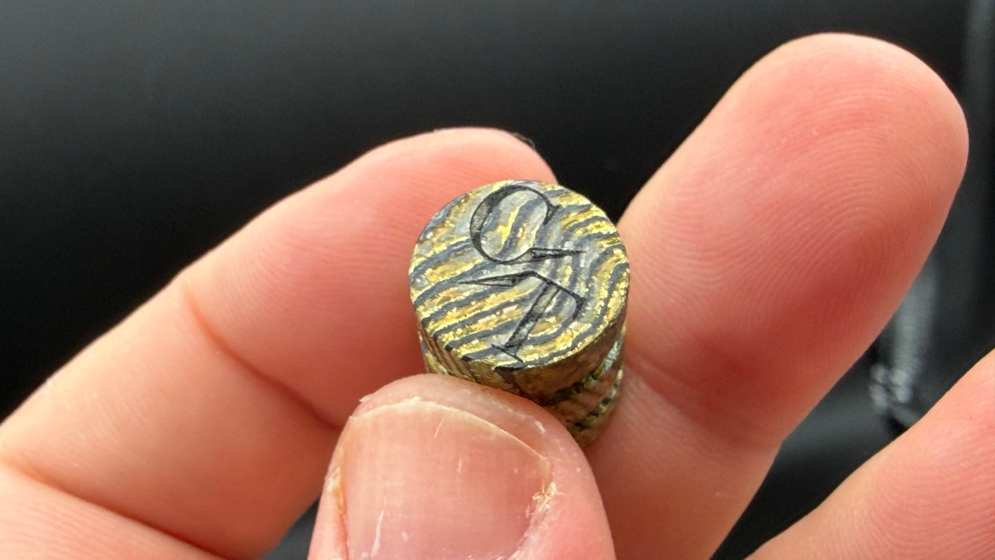 Gold Zircuti two line The End Bead