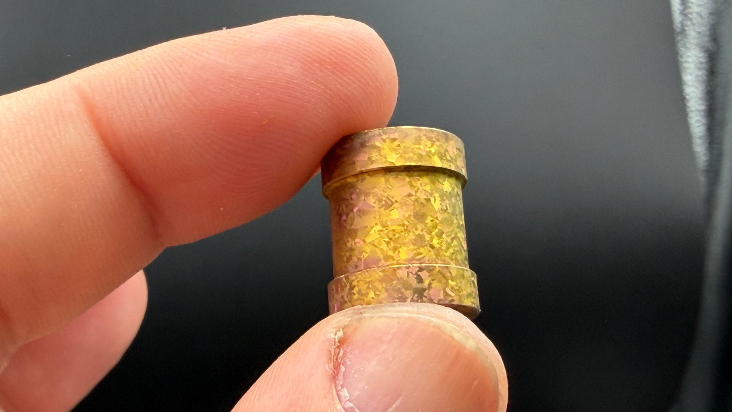 Orange to Rose Gold Crystal Titanium spool The End Bead
