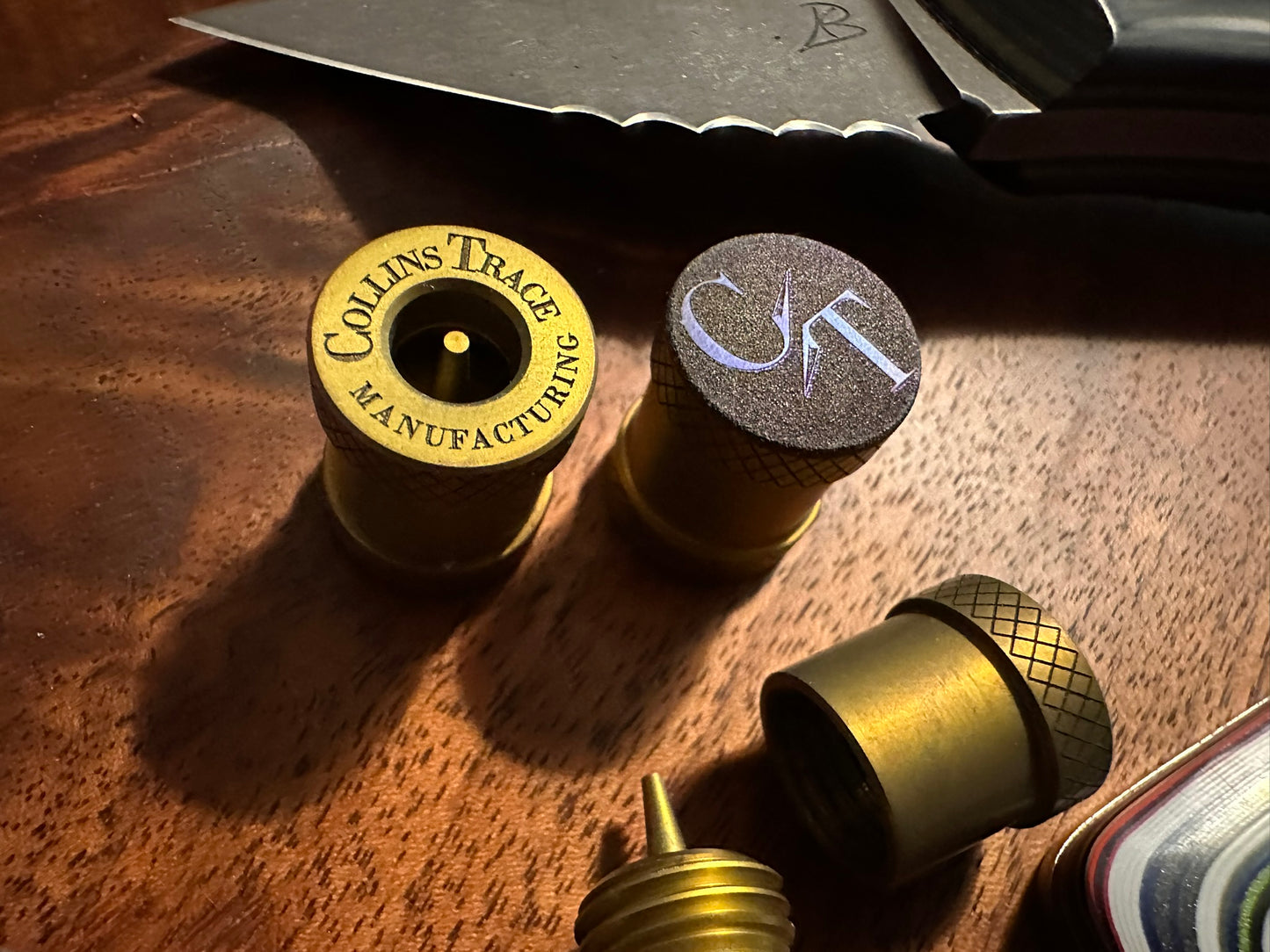 Gold and Purple Titanium The End Bead with Knurling