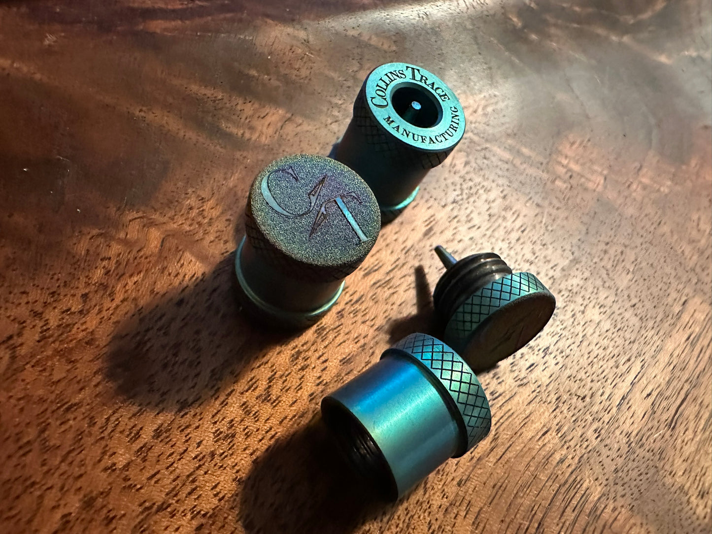 Green Titanium The End Bead with Knurling