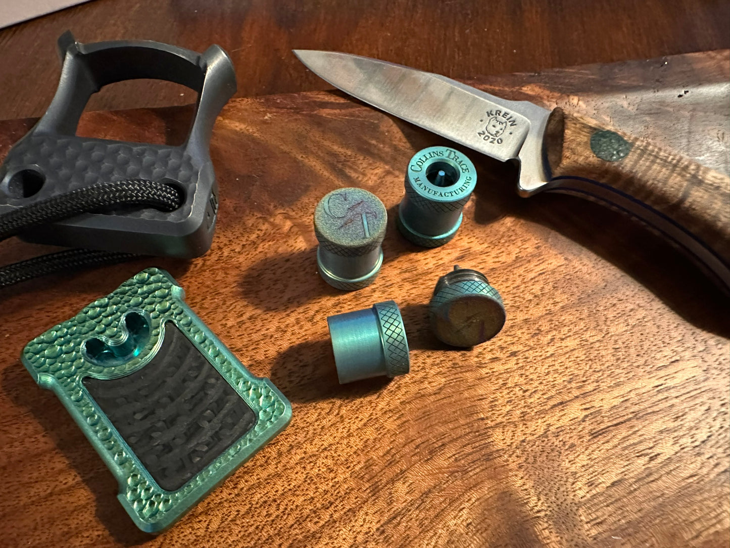 Green Titanium The End Bead with Knurling