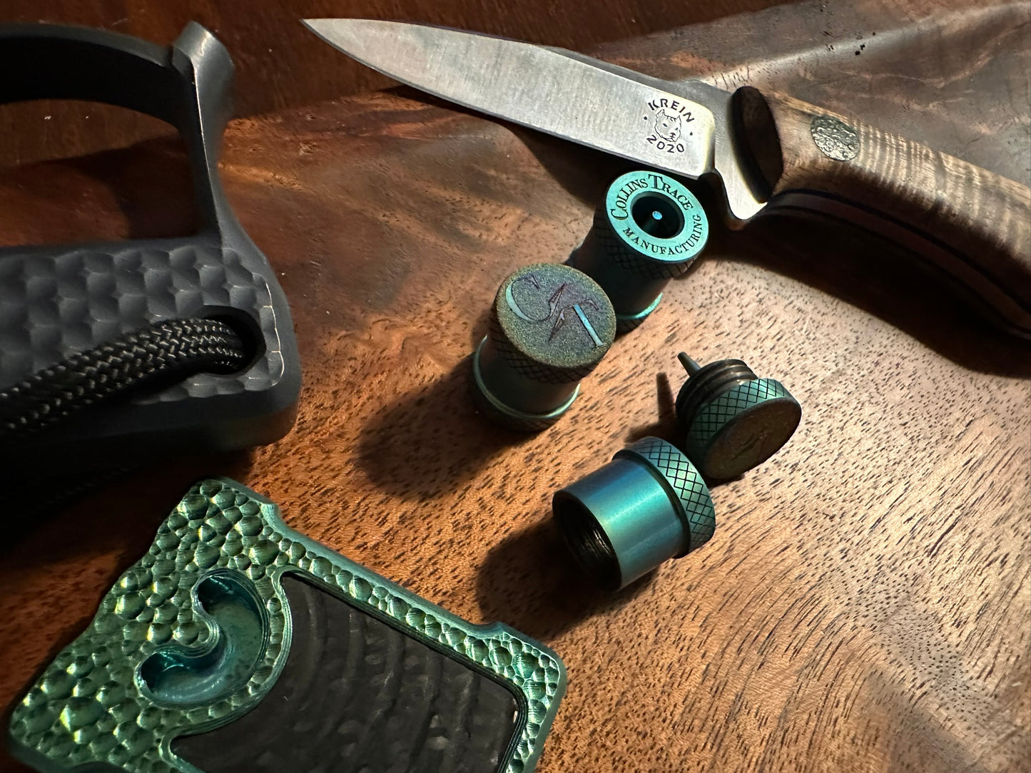 Green Titanium The End Bead with Knurling