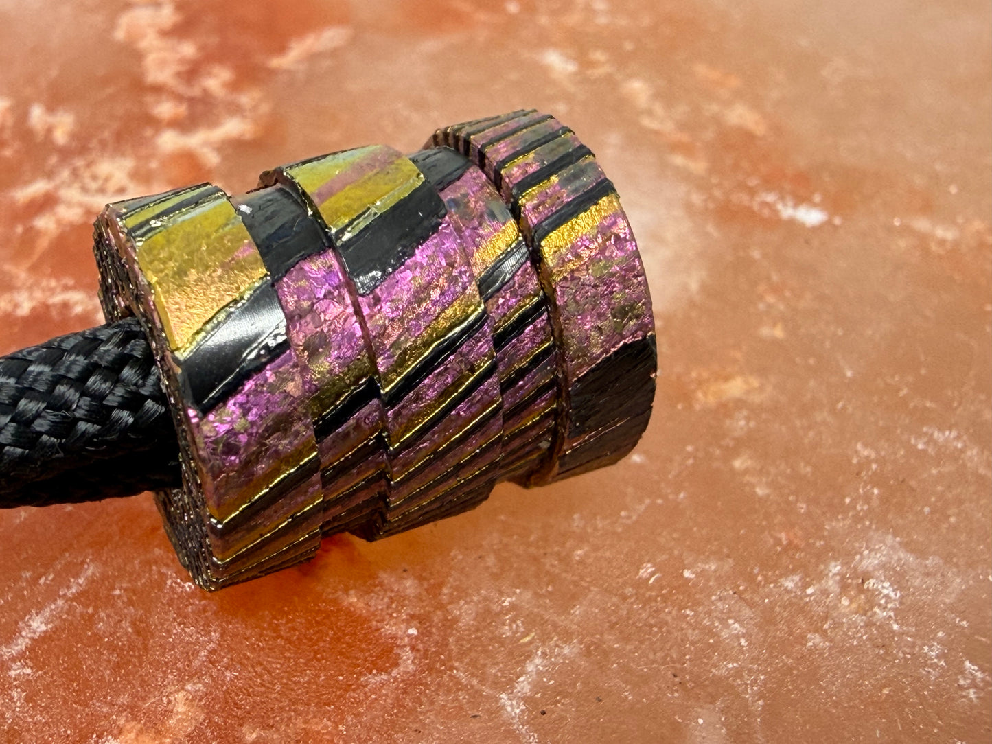 Pink Zircuti two line The End Bead