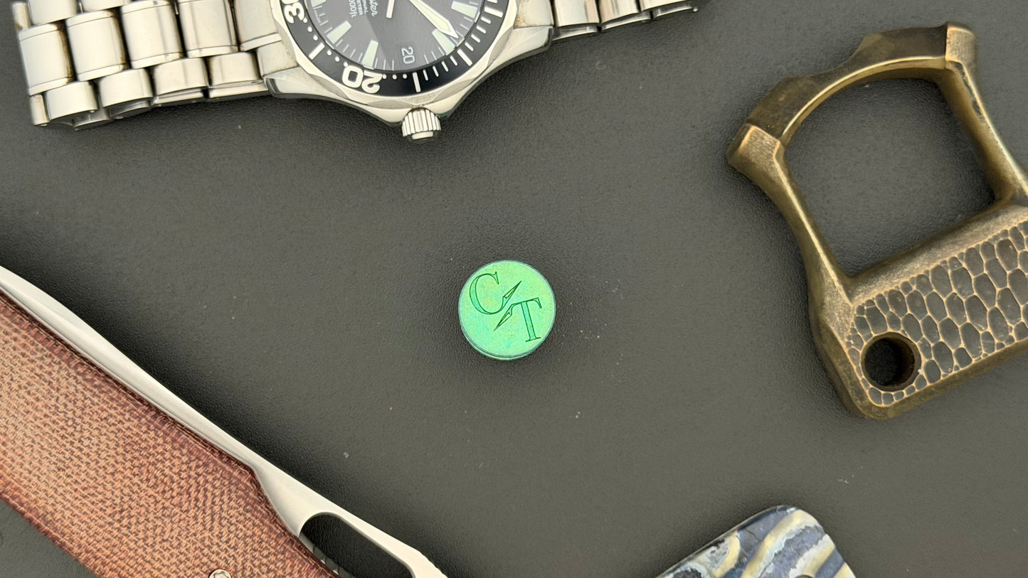 Green Crystal Titanium spool The End Bead