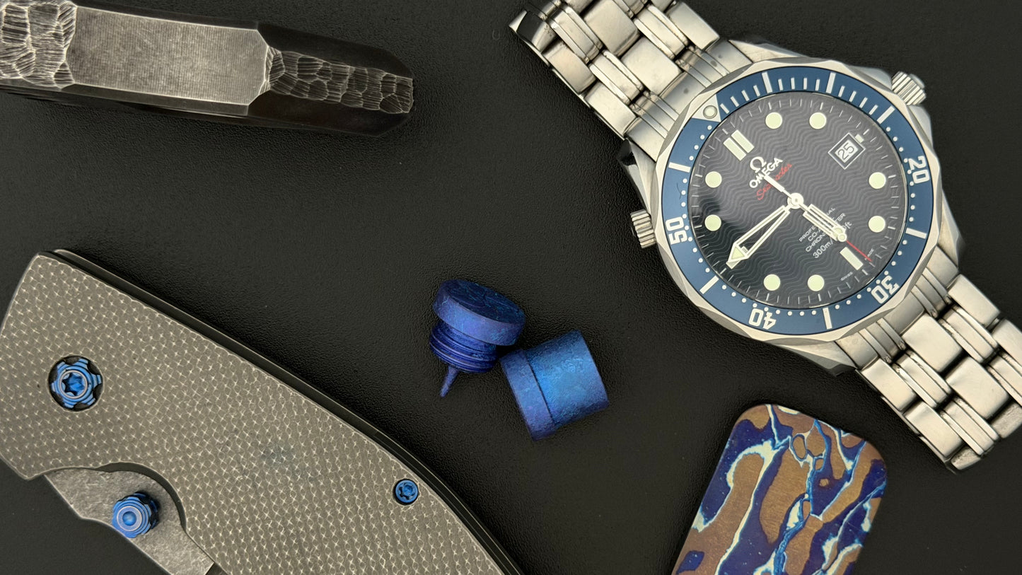 Blurple Crystal Titanium spool The End Bead