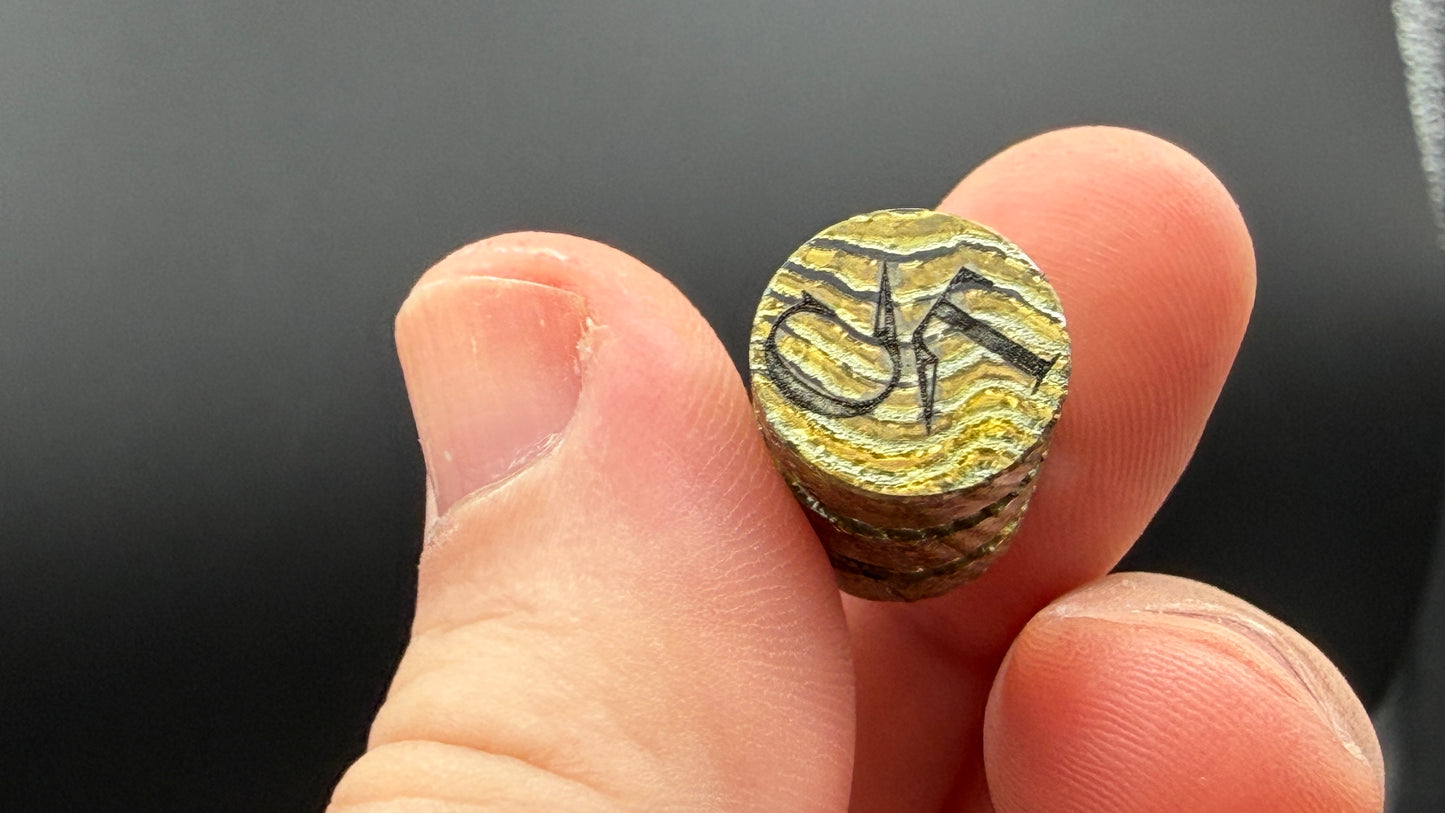 Gold Zircuti two line The End Bead 2