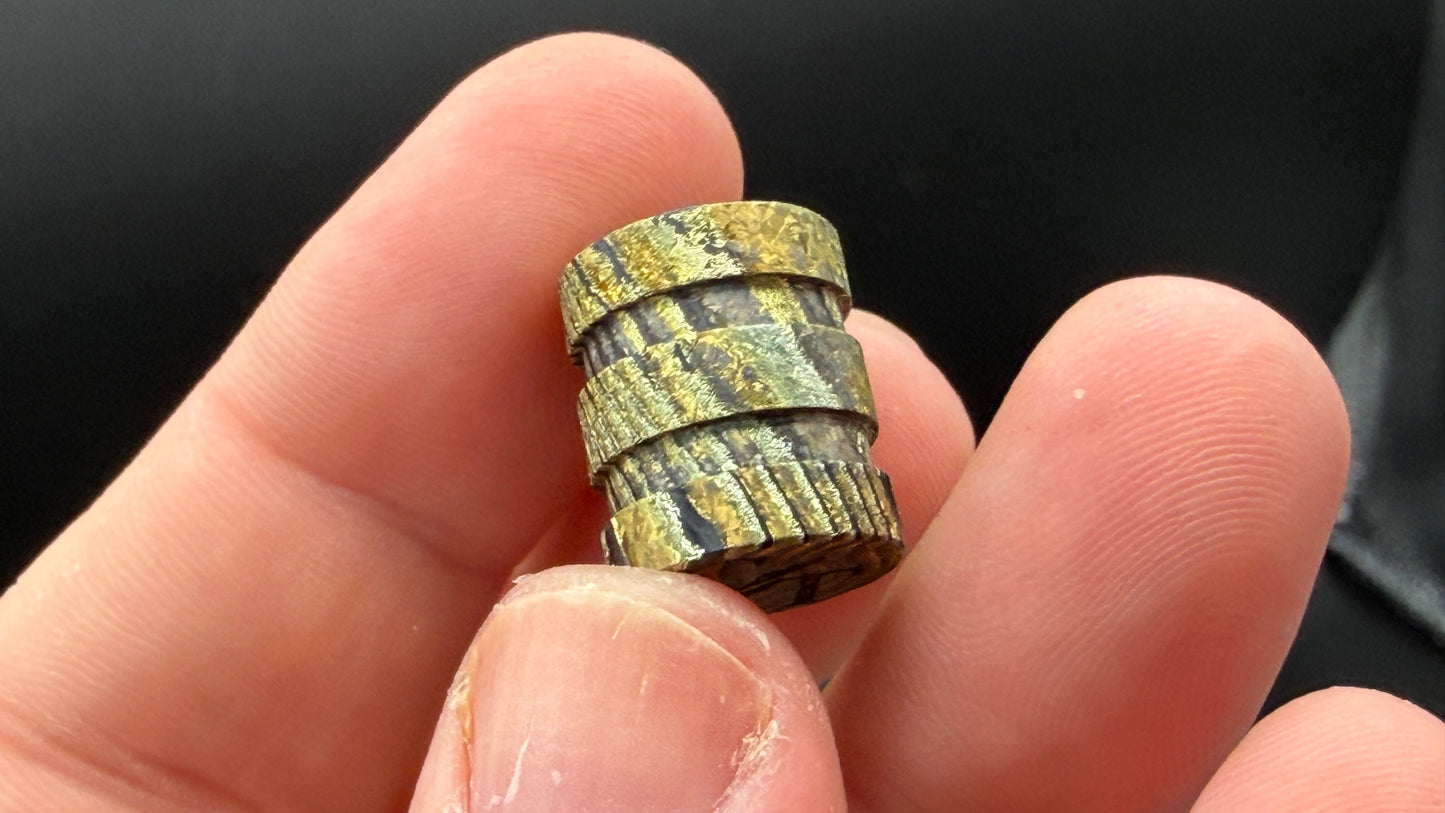 Gold Zircuti two line The End Bead