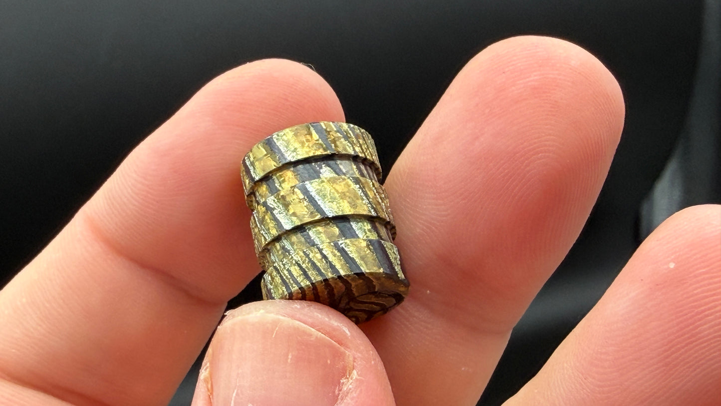 Gold Zircuti two line The End Bead