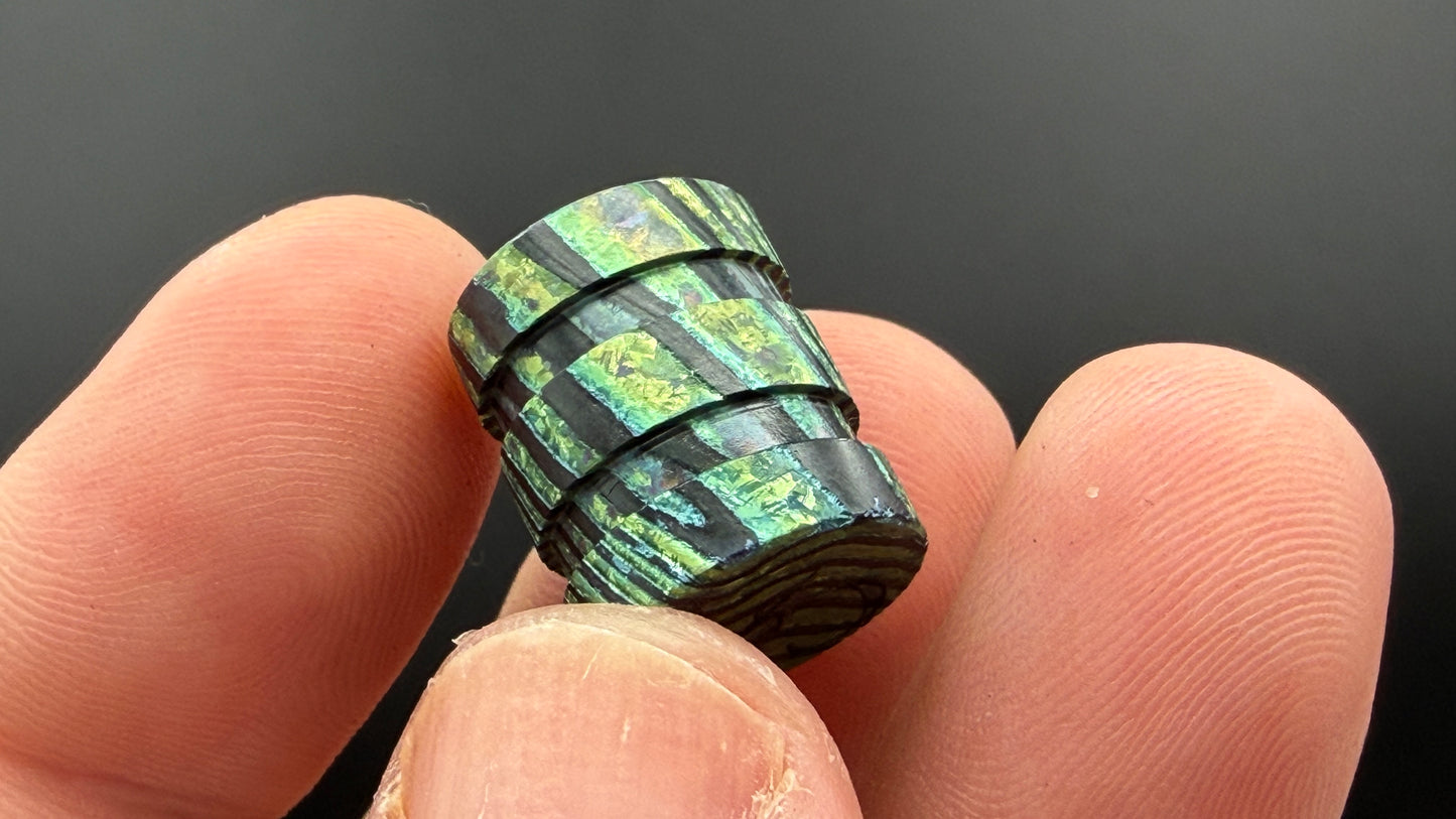 Green ZircuTi two line The End Bead 2