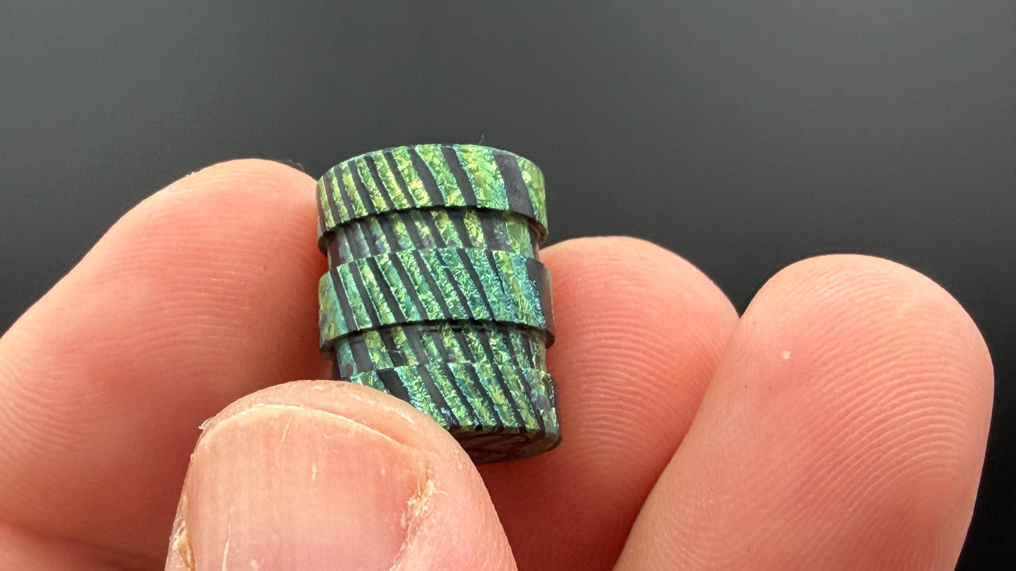 Green ZircuTi two line The End Bead 2