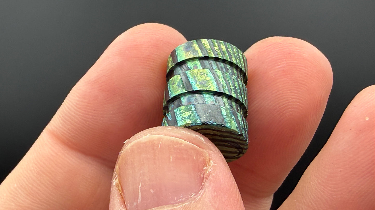 Green ZircuTi two line The End Bead 2