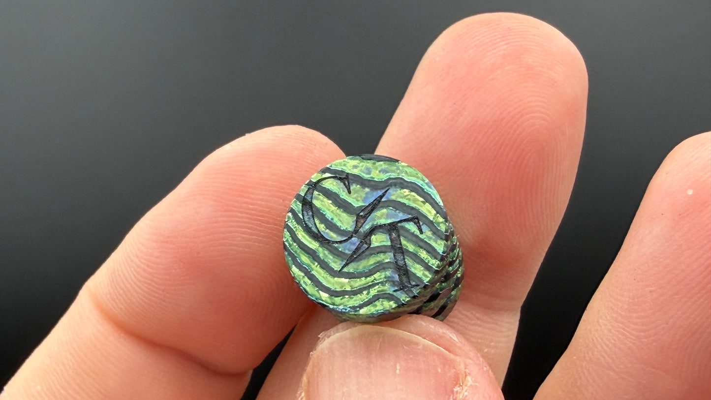 Green ZircuTi two line The End Bead 2