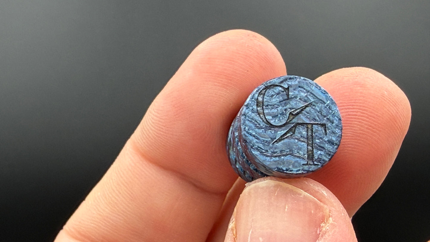 Ice Blue Zircuti two line The End Bead