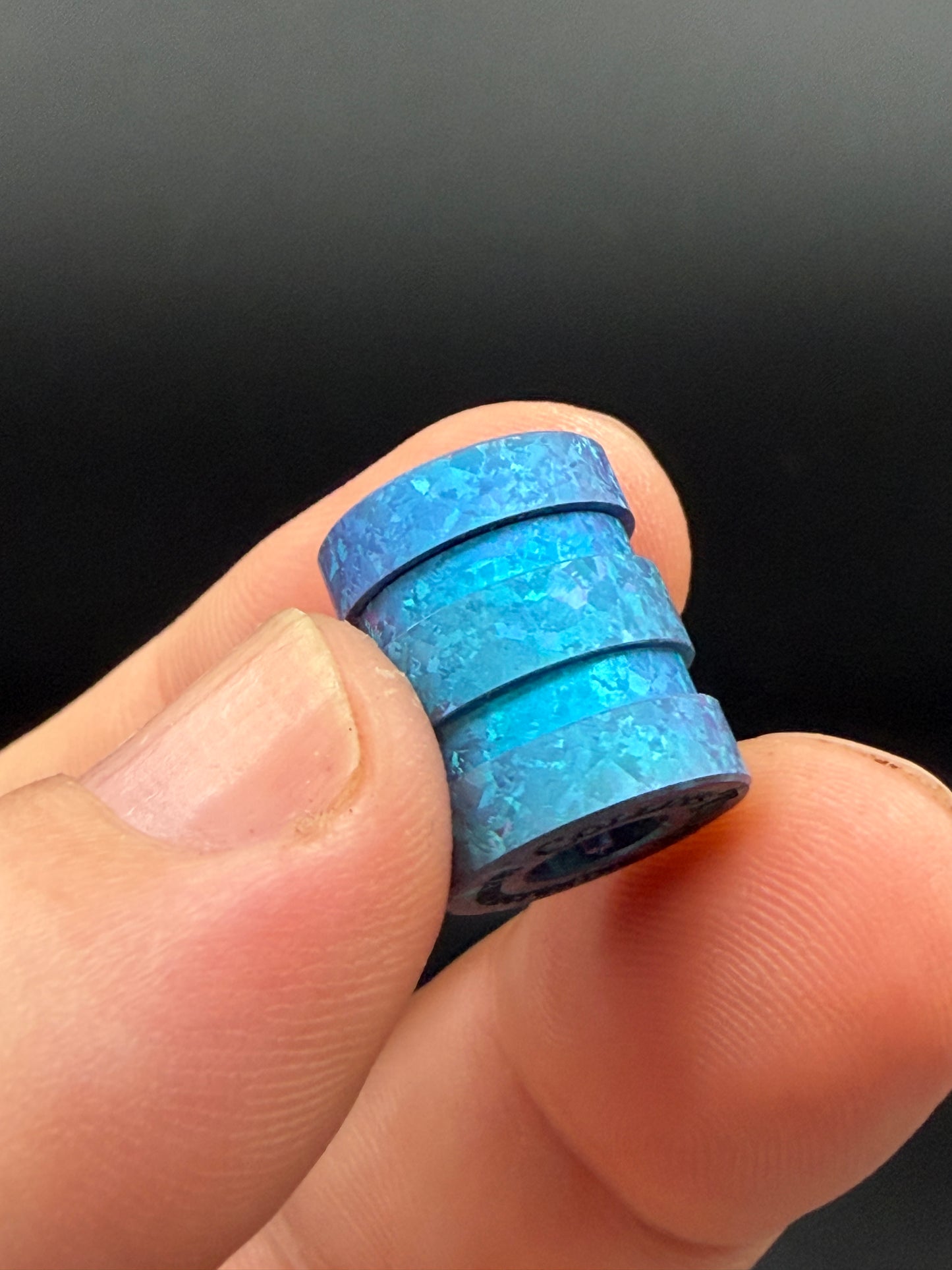 Ice Blue Crystal Titanium two line The End Bead