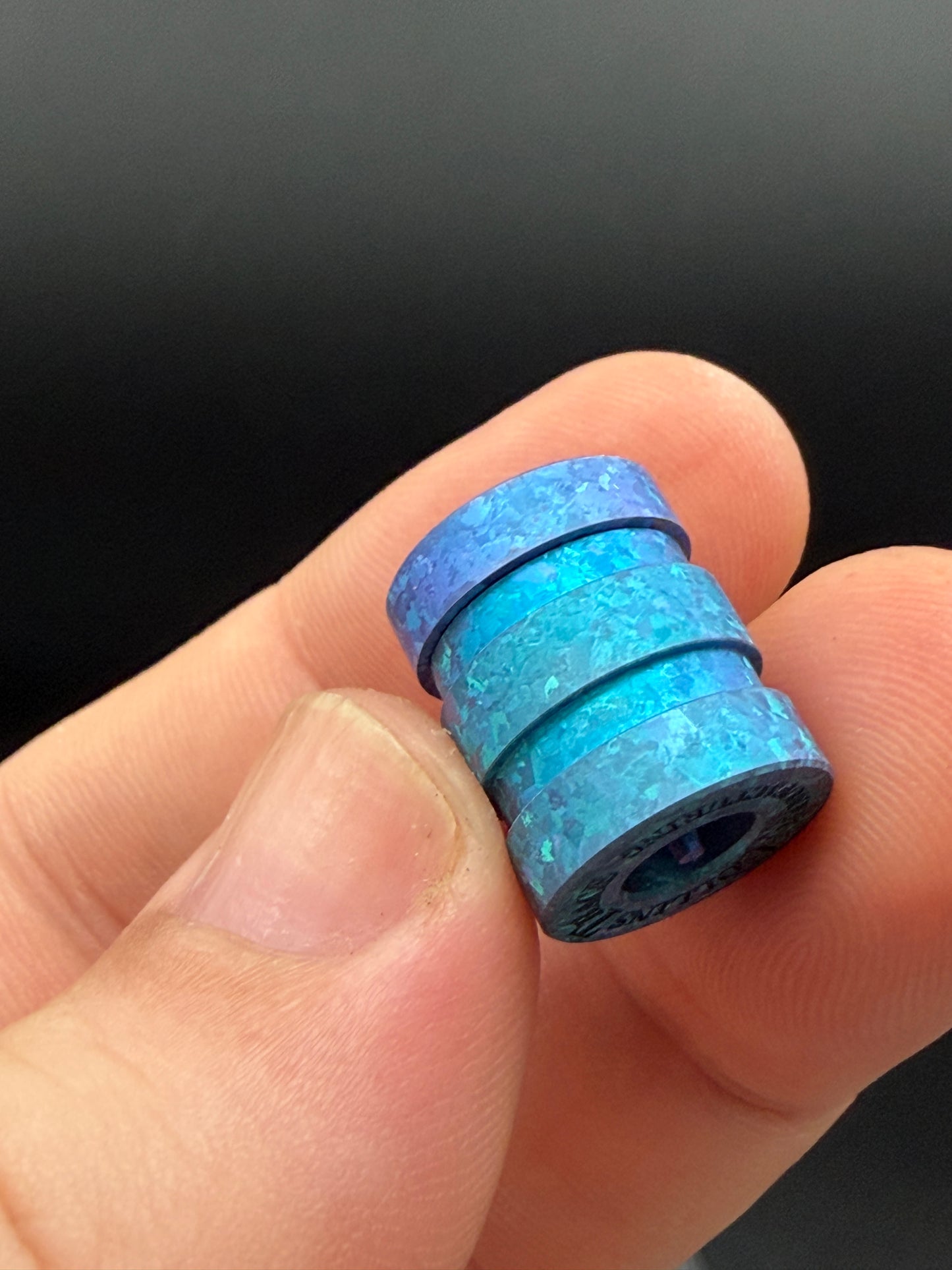 Ice Blue Crystal Titanium two line The End Bead