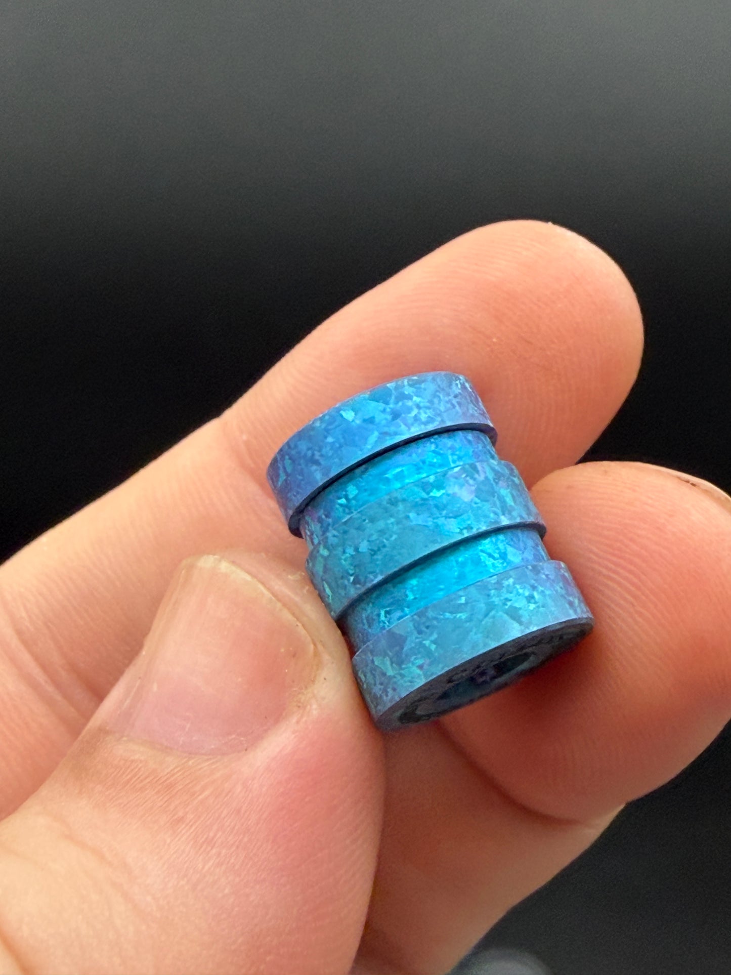 Ice Blue Crystal Titanium two line The End Bead