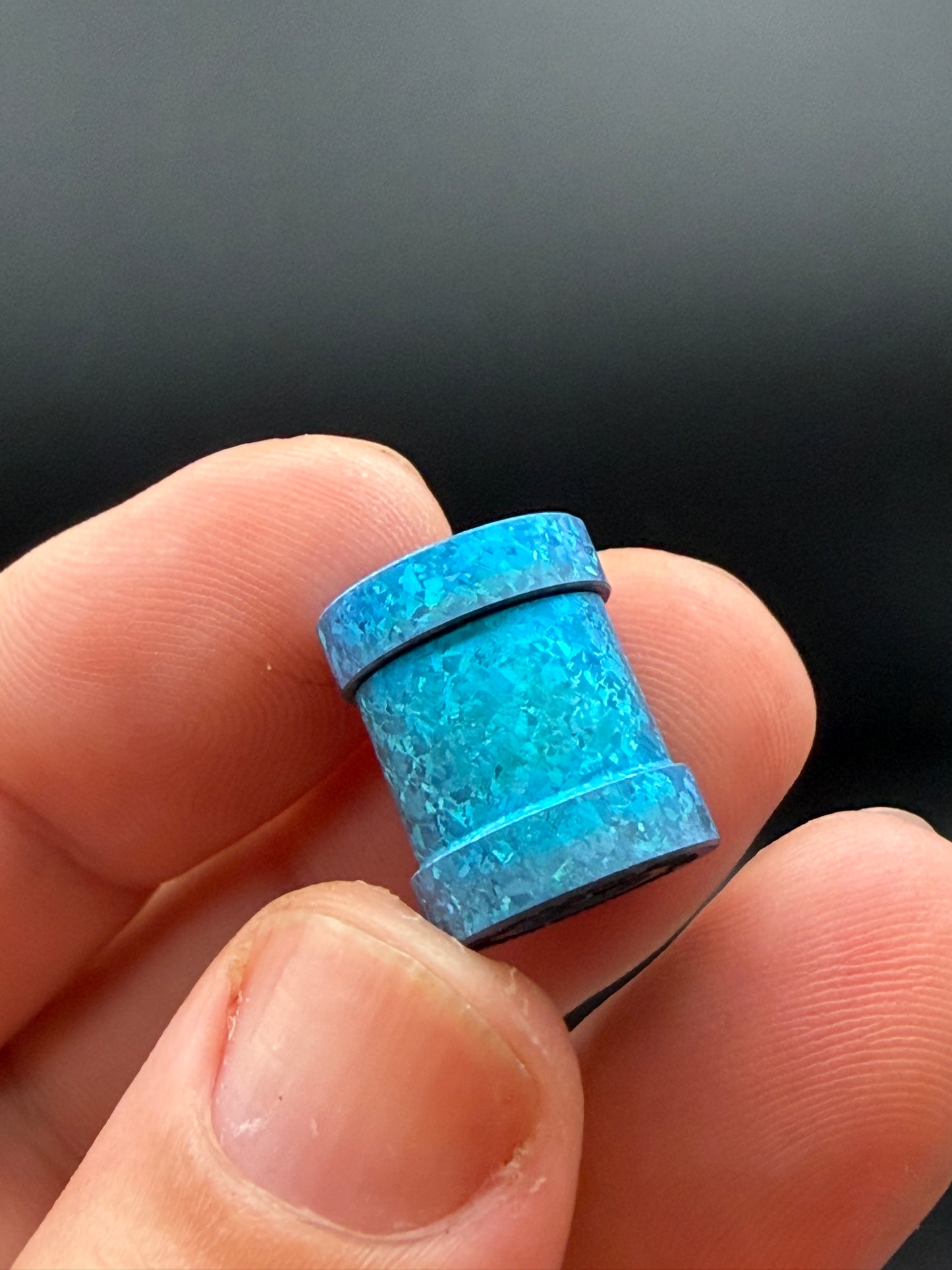 Ice Blue Crystal Titanium spool The End Bead