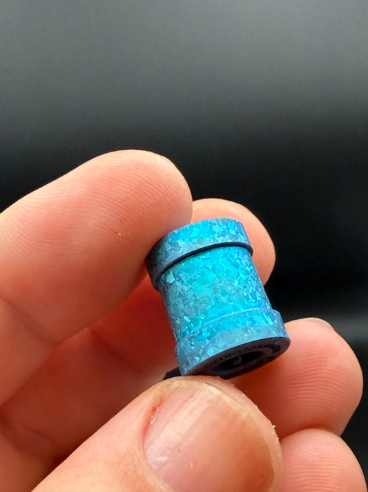 Ice Blue Crystal Titanium spool The End Bead