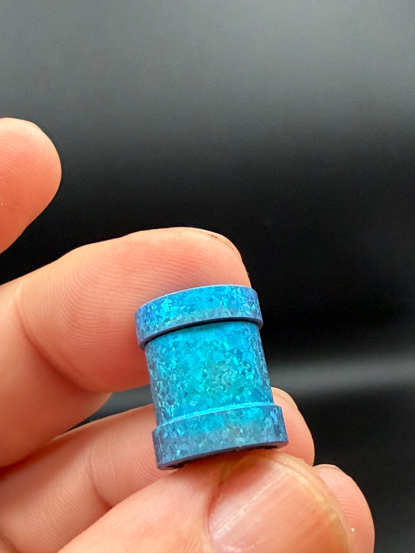 Ice Blue Crystal Titanium spool The End Bead