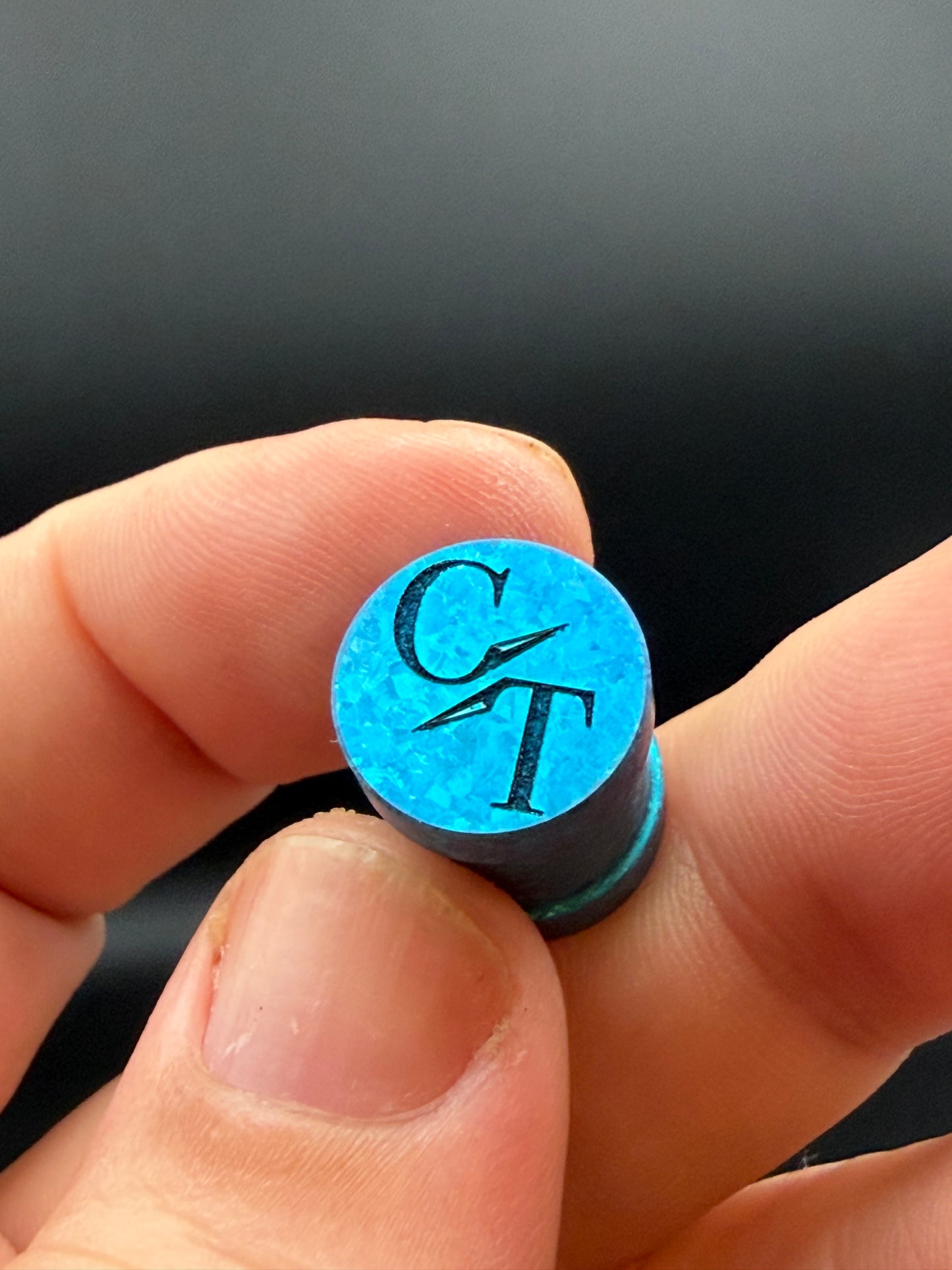 Ice Blue Crystal Titanium spool The End Bead