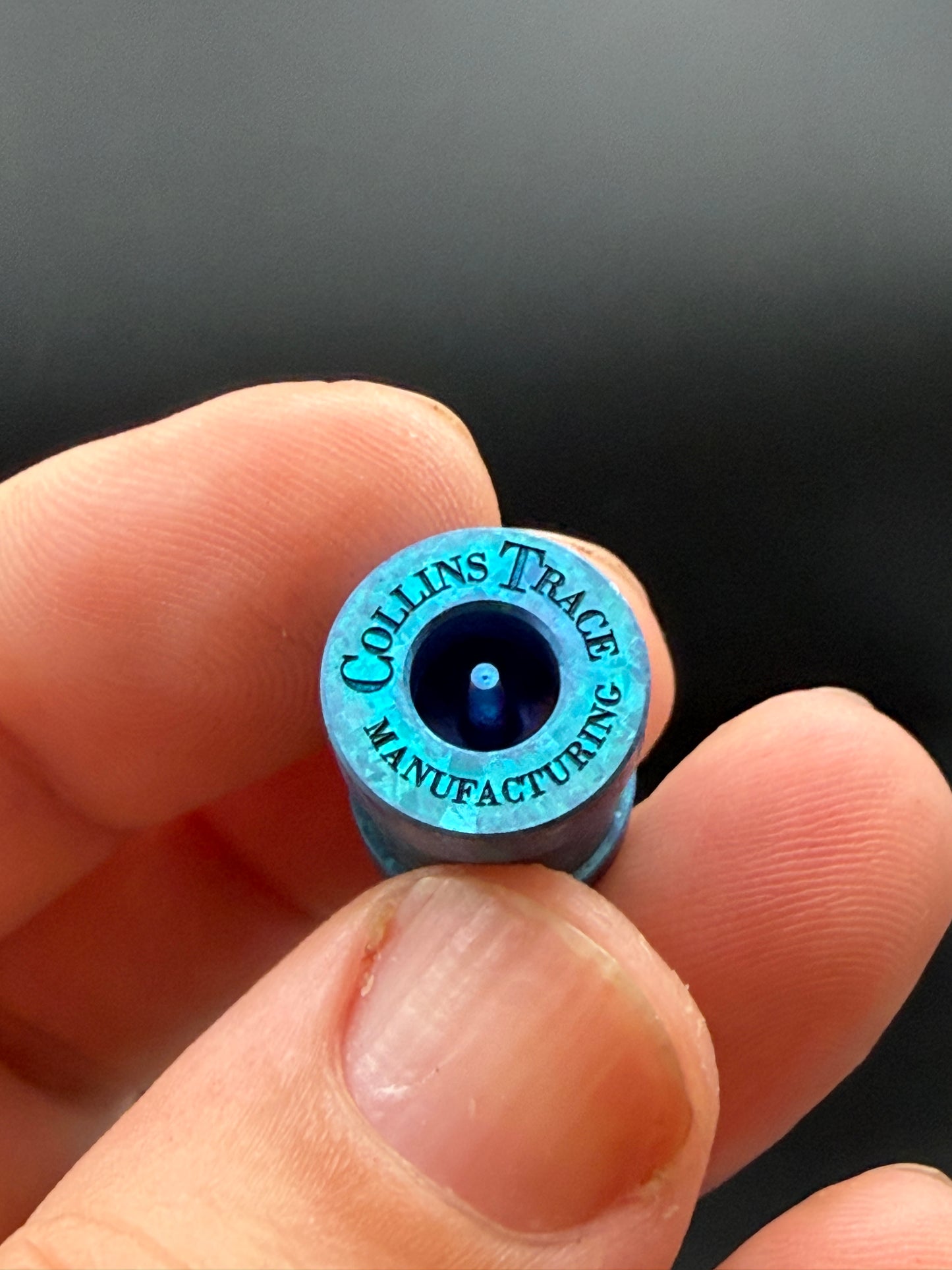 Ice Blue Crystal Titanium spool The End Bead
