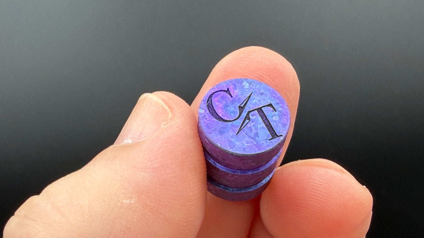 Blurple Crystal Titanium two line The End Bead