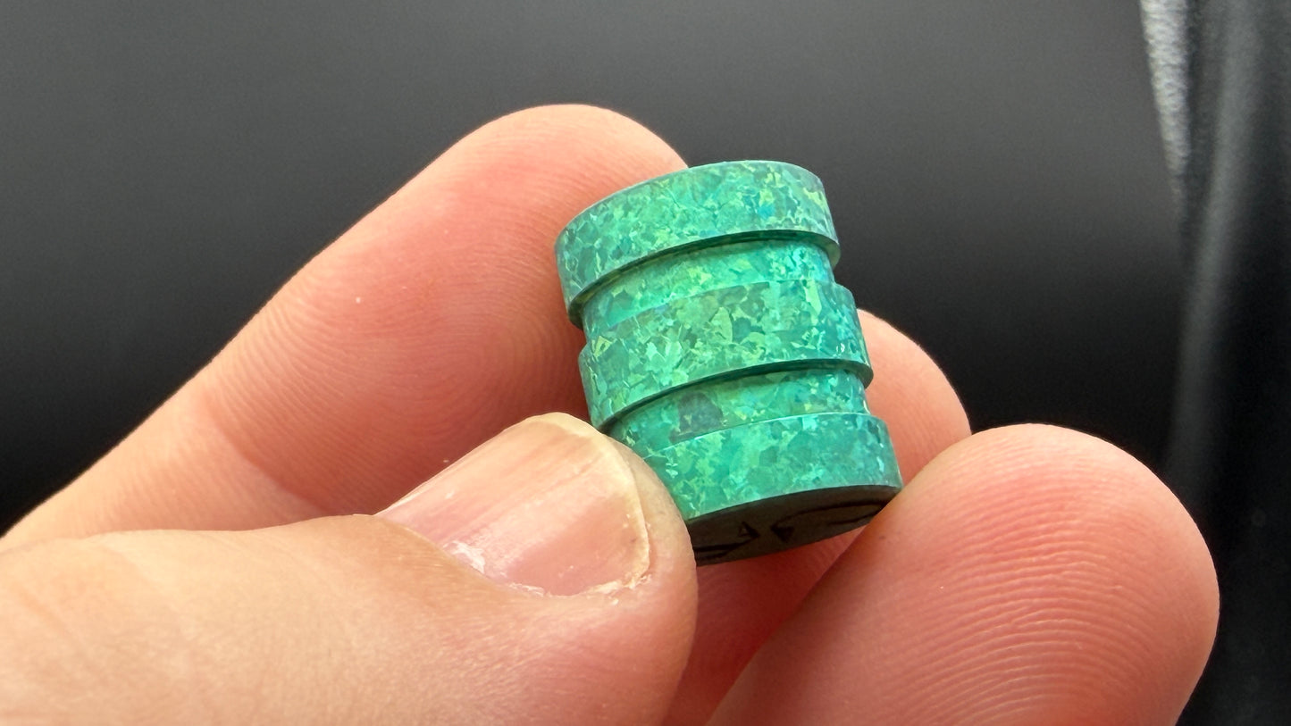 Green Crystal Titanium two line The End Bead