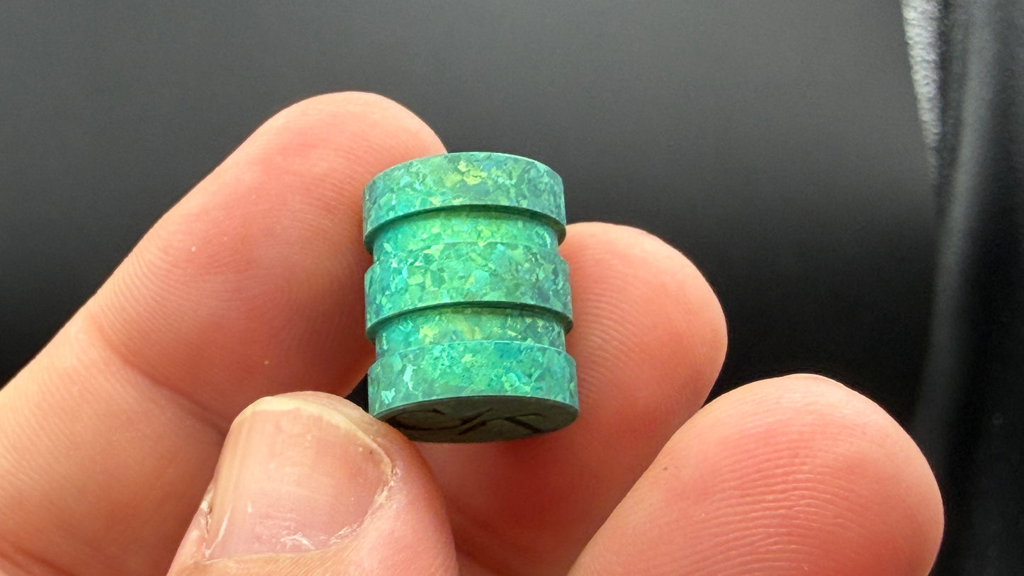 Green Crystal Titanium two line The End Bead