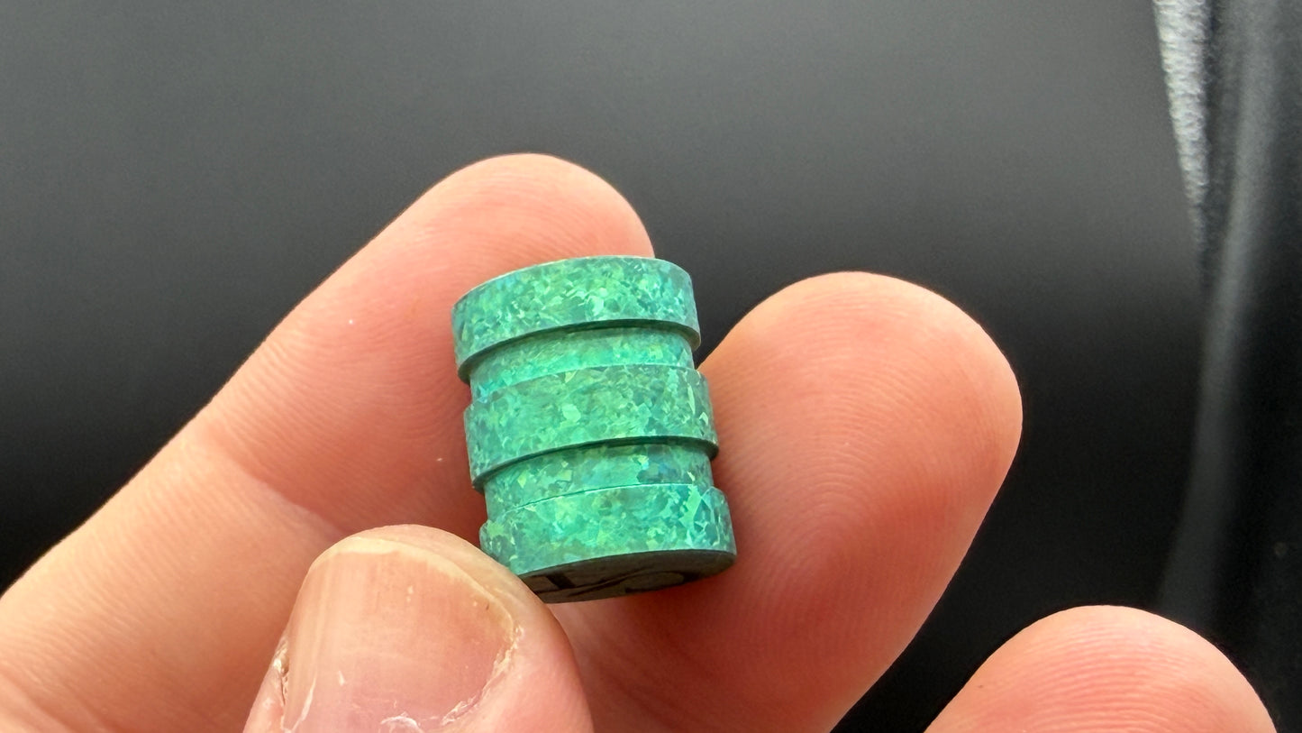 Green Crystal Titanium two line The End Bead
