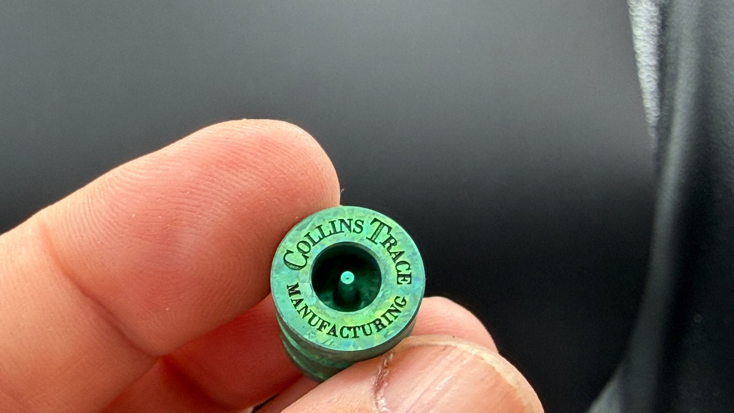 Green Crystal Titanium two line The End Bead