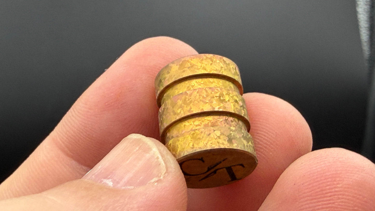 Orange to Rose Gold Crystal Titanium two line The End Bead