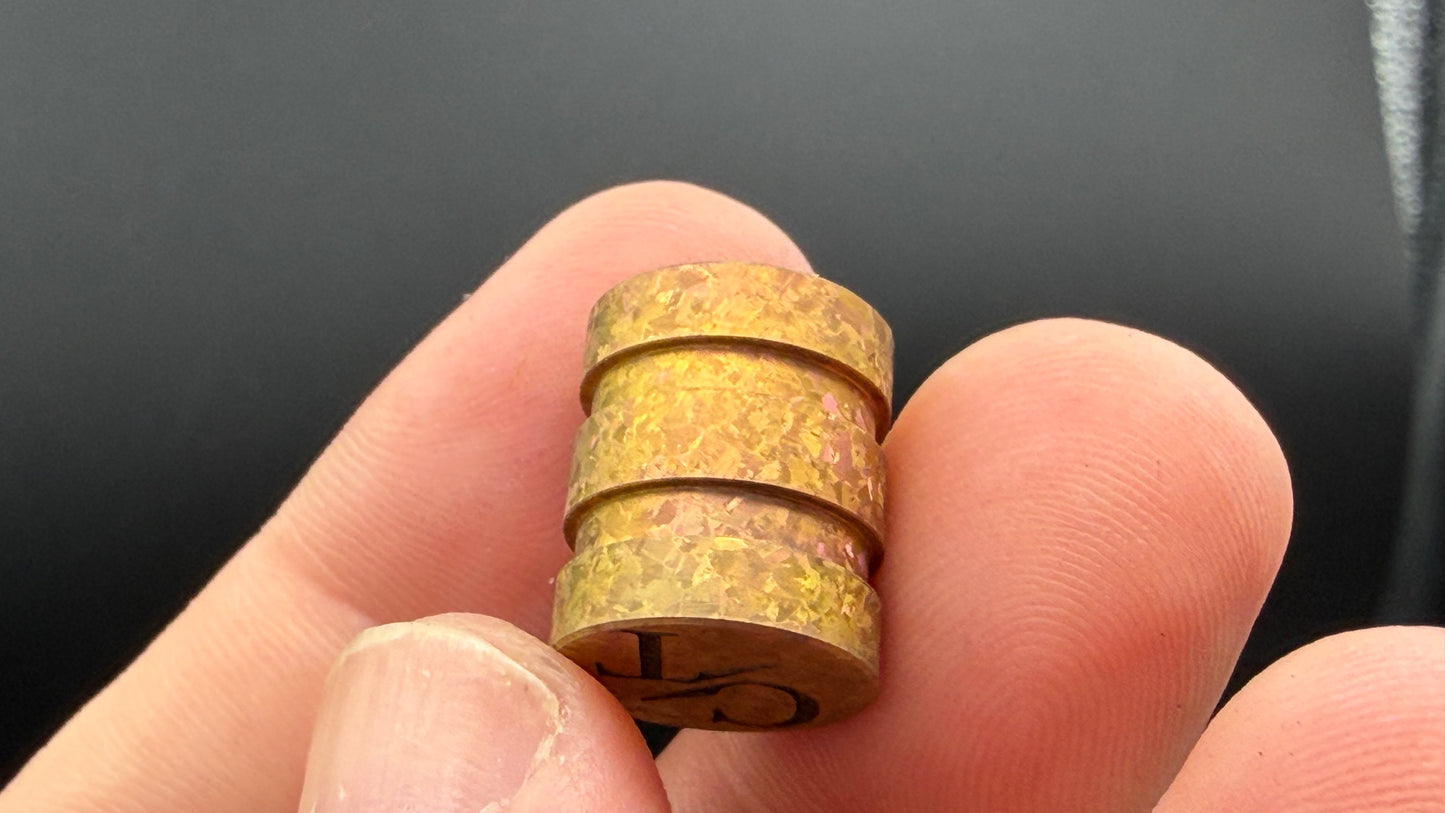Orange to Rose Gold Crystal Titanium two line The End Bead