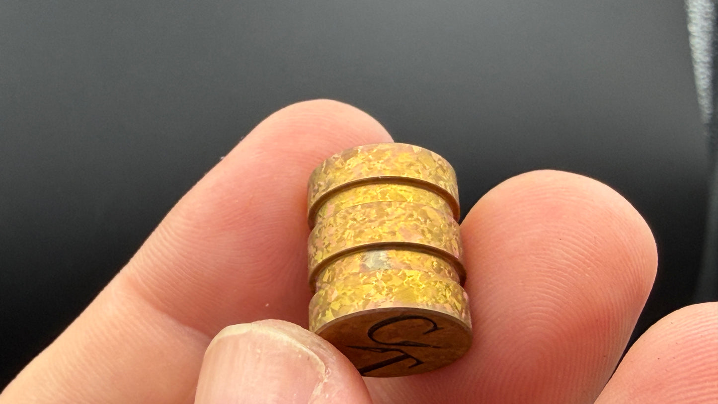 Orange to Rose Gold Crystal Titanium two line The End Bead