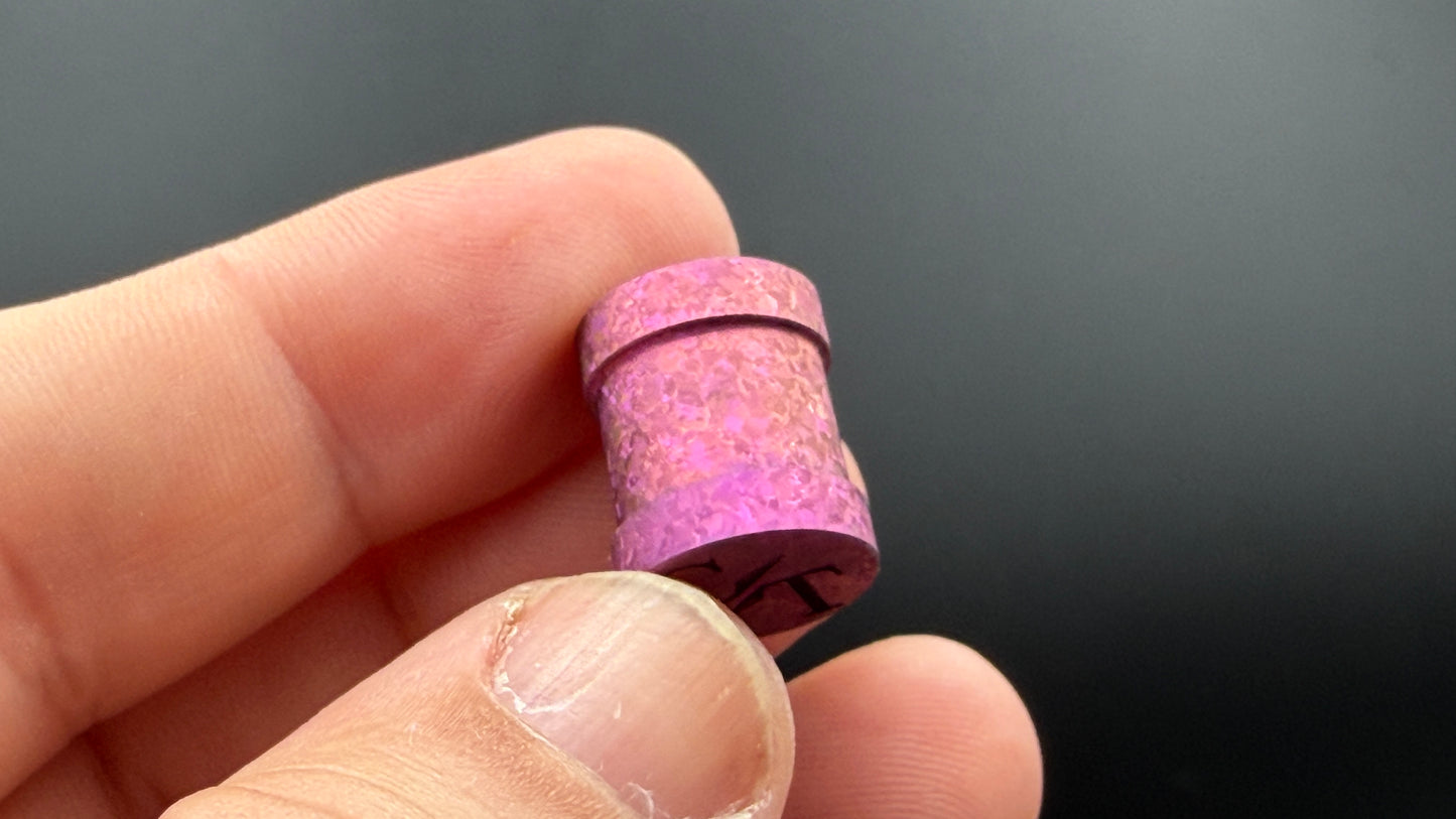 Pink Crystal Titanium spool The End Bead