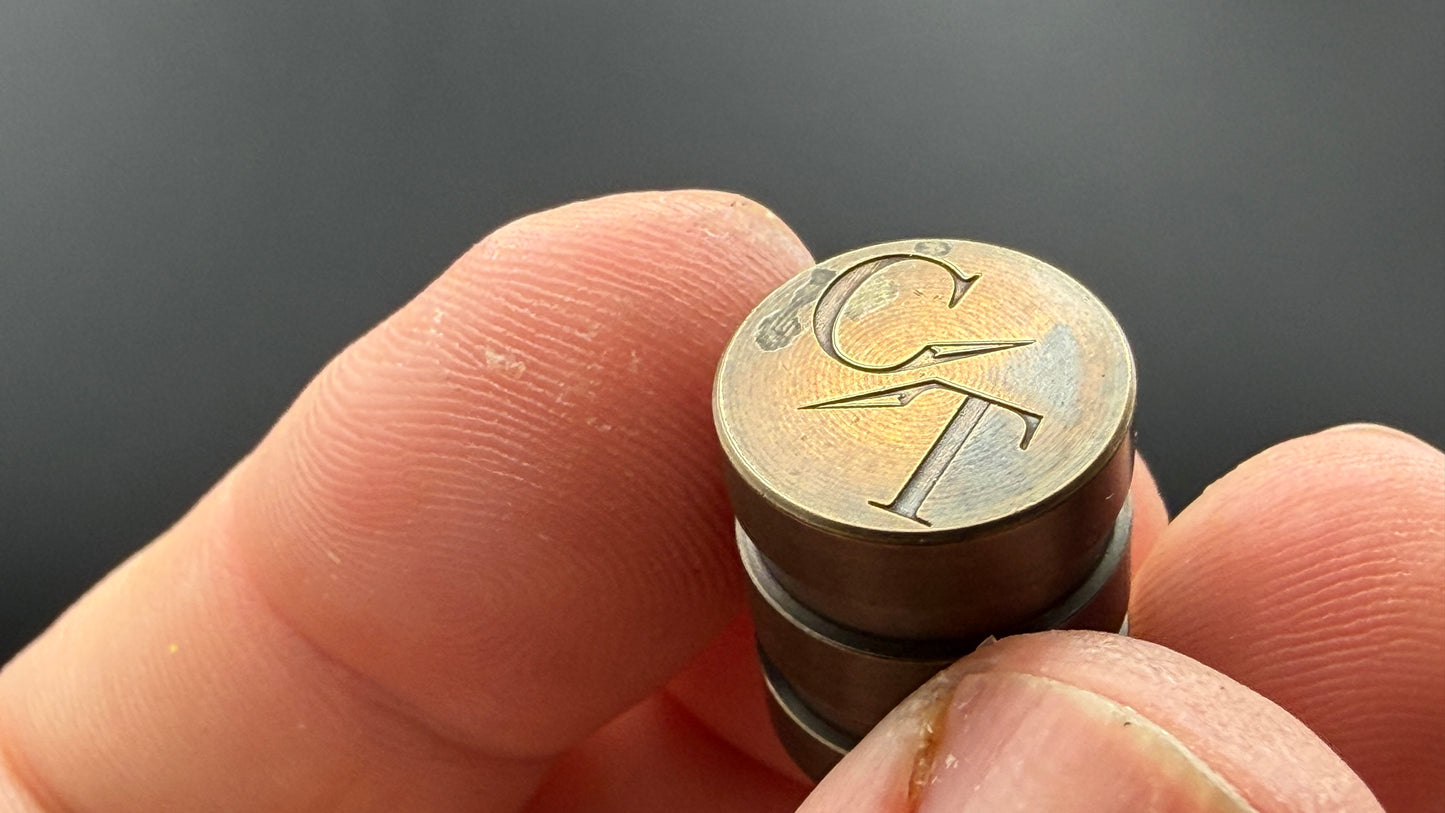 Antique Brass Two Line engraved logo