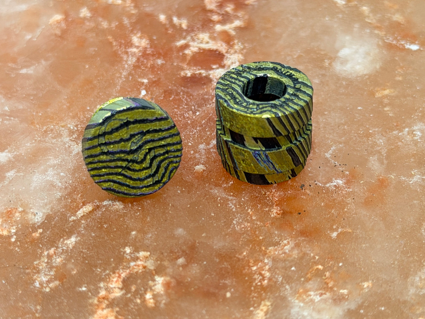 Gold Zircuti two line The End Bead