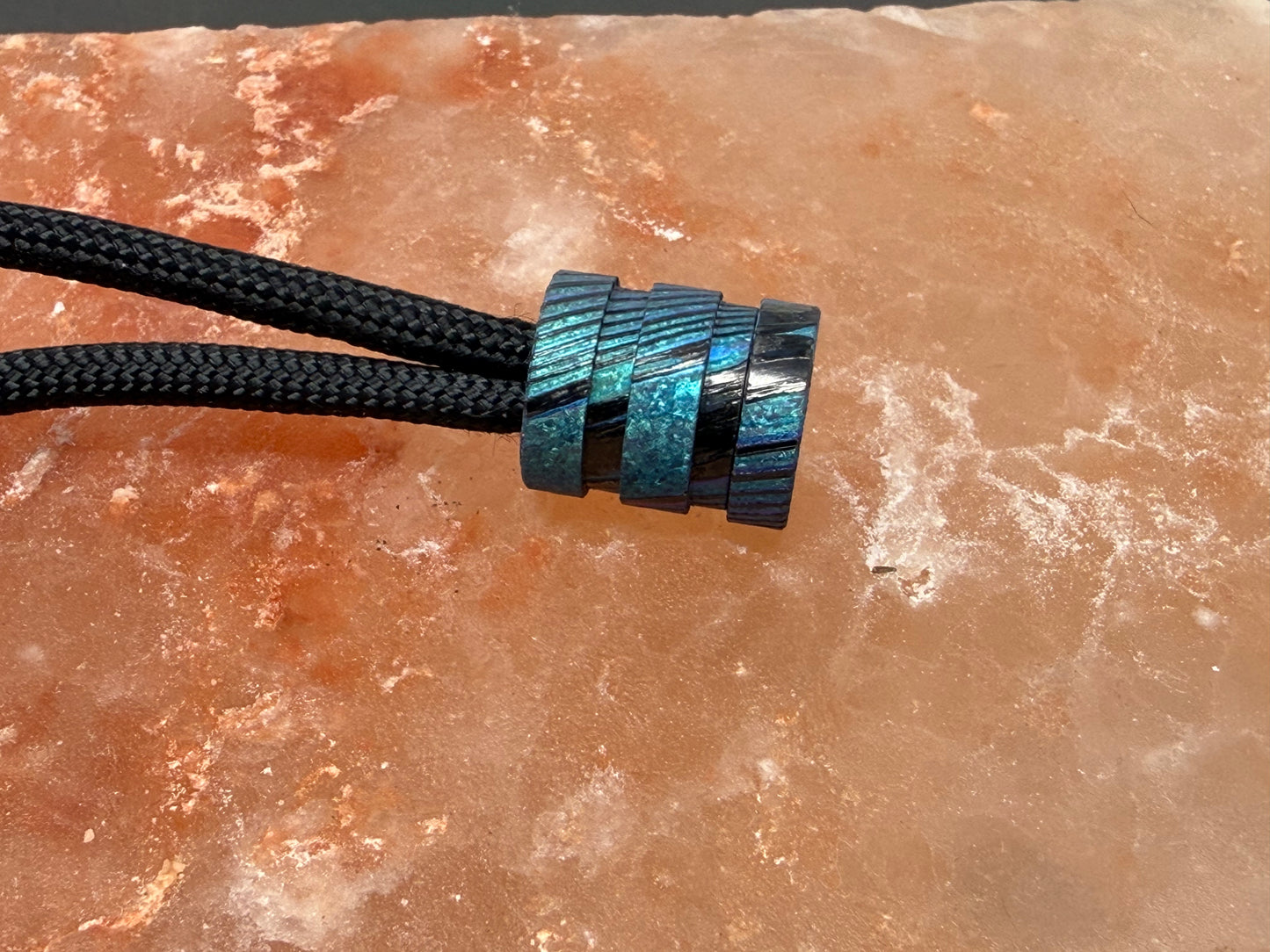 Teal Zircuti two line The End Bead