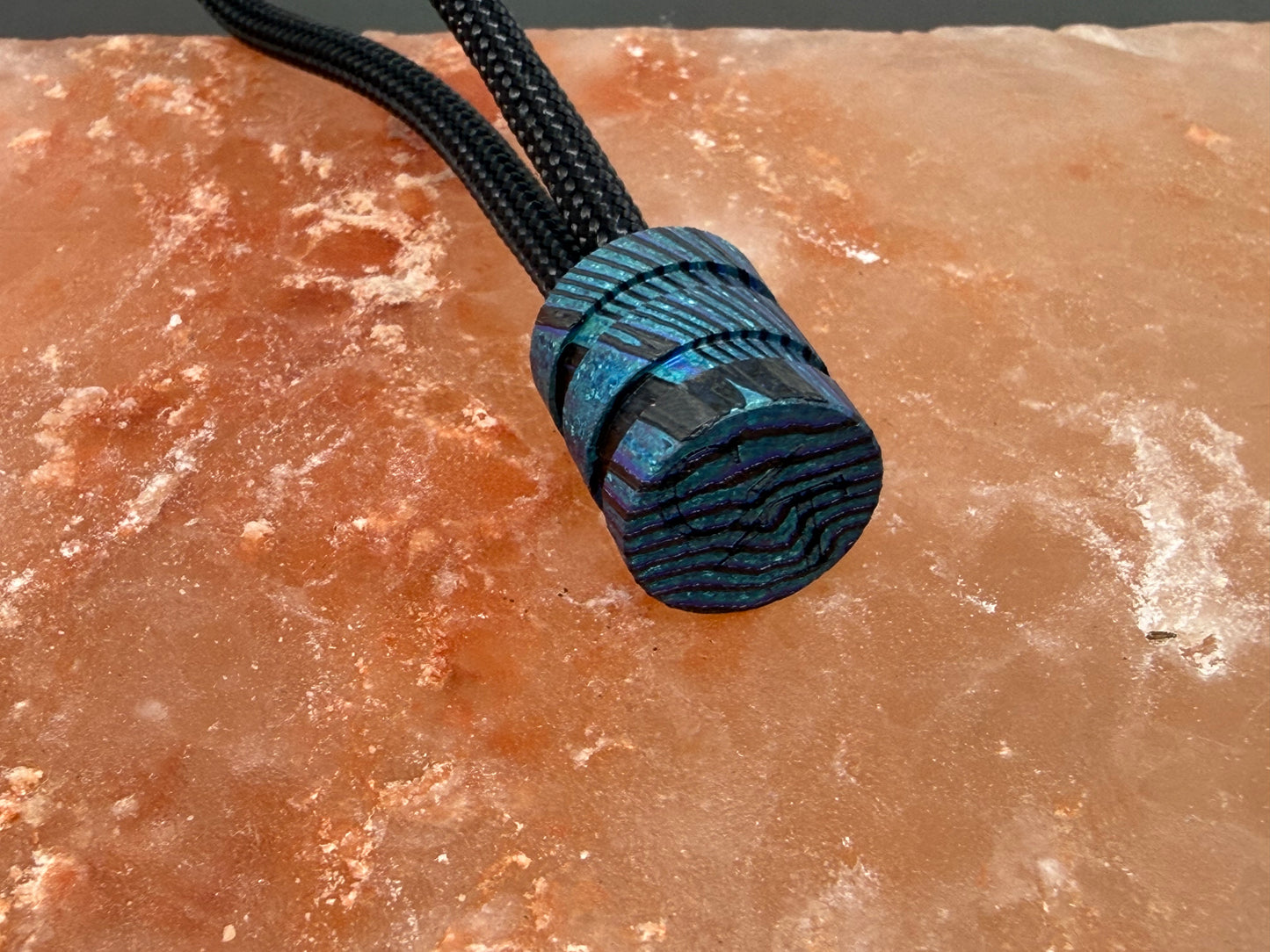 Teal Zircuti two line The End Bead
