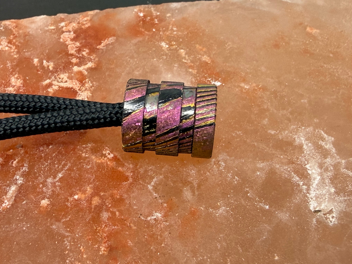 Pink Zircuti two line The End Bead