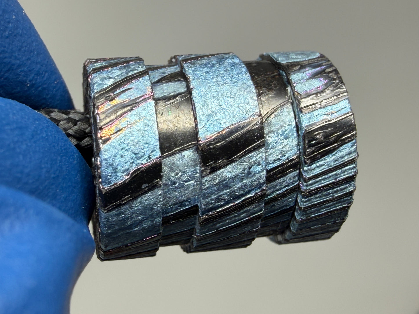 Ice Blue Zircuti two line The End Bead