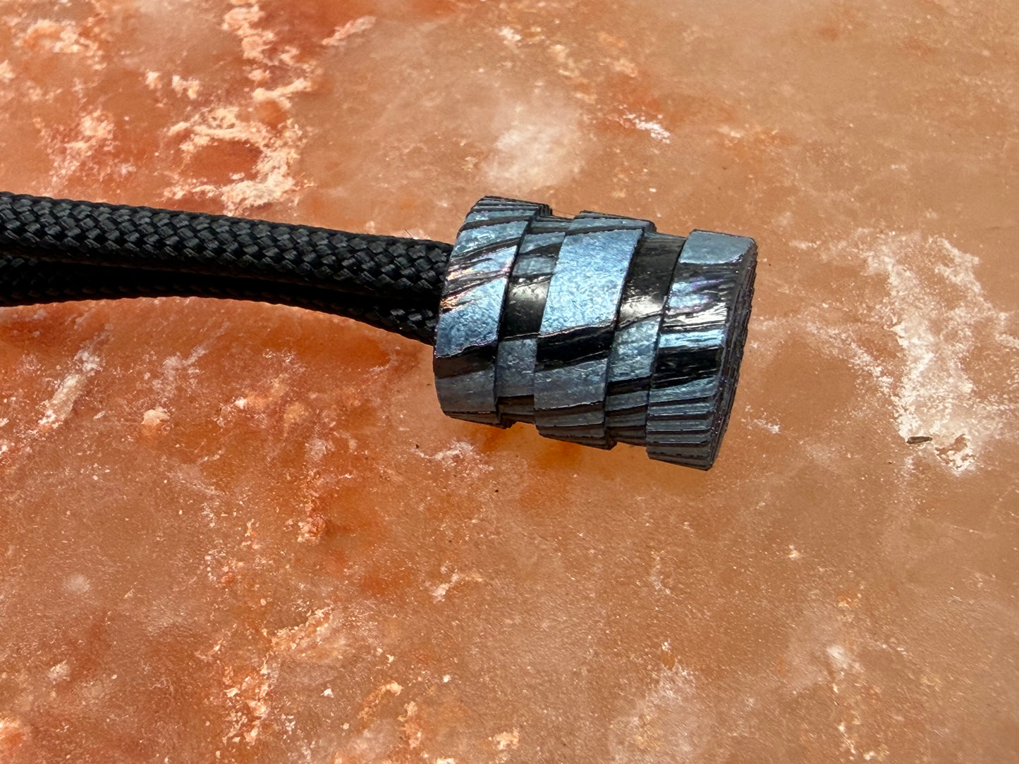 Ice Blue Zircuti two line The End Bead