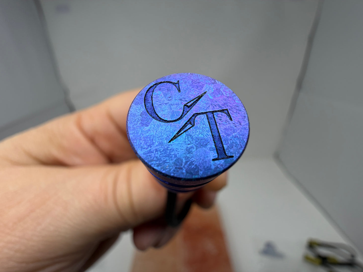 Blurple Crystal Titanium Two Line The End Bead