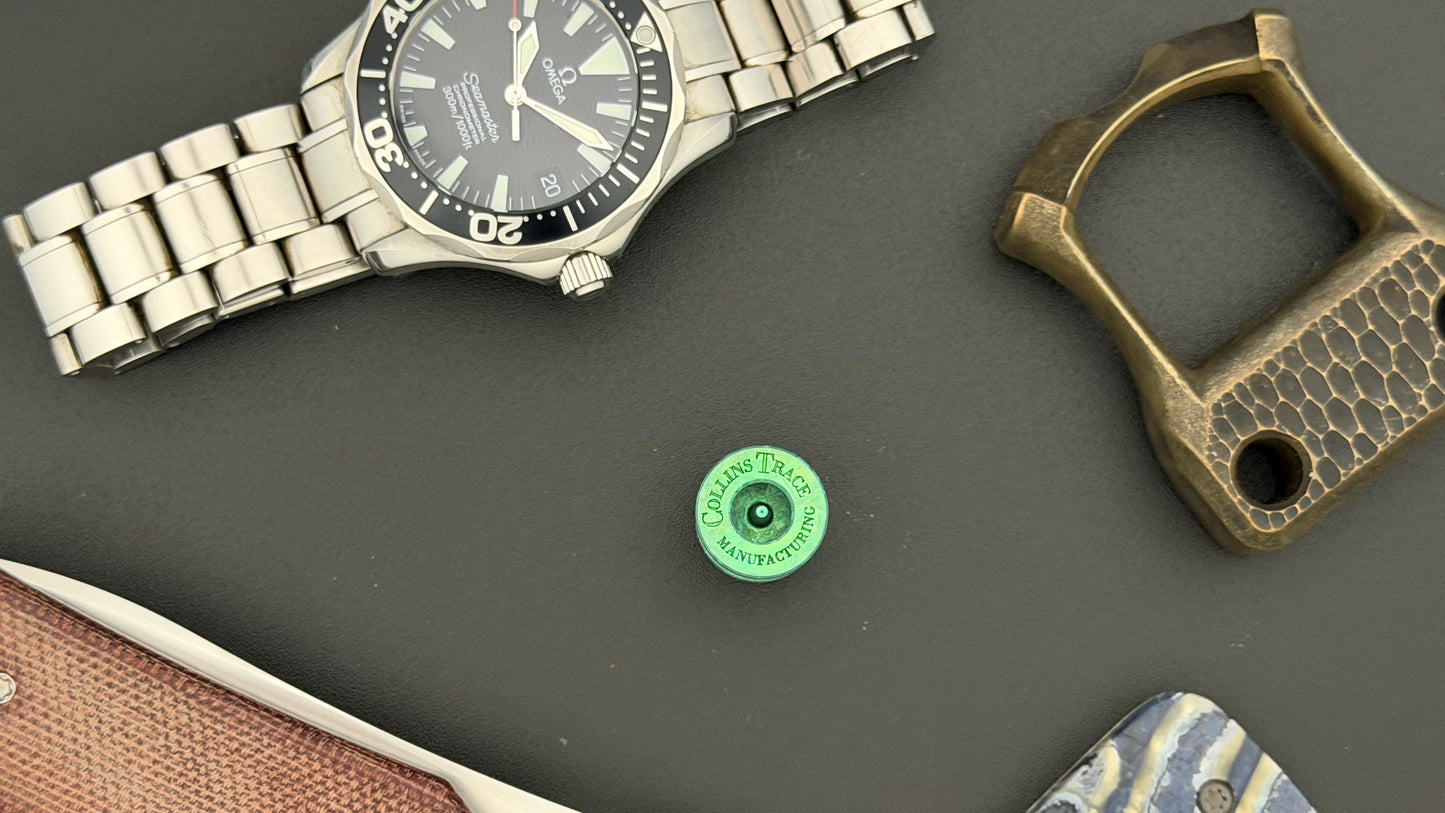 Green Crystal Titanium spool The End Bead
