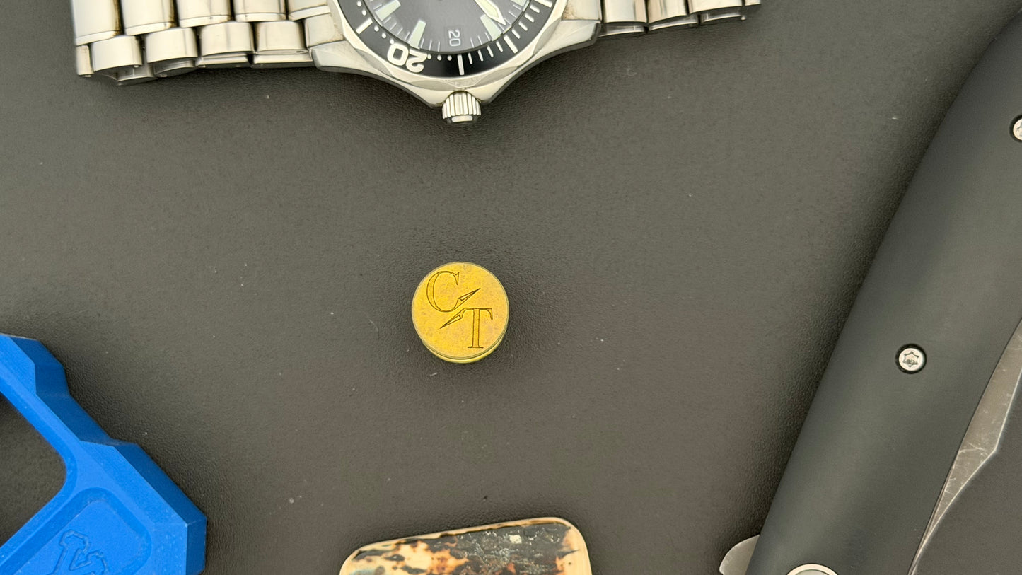 Gold Crystal Titanium spool The End Bead