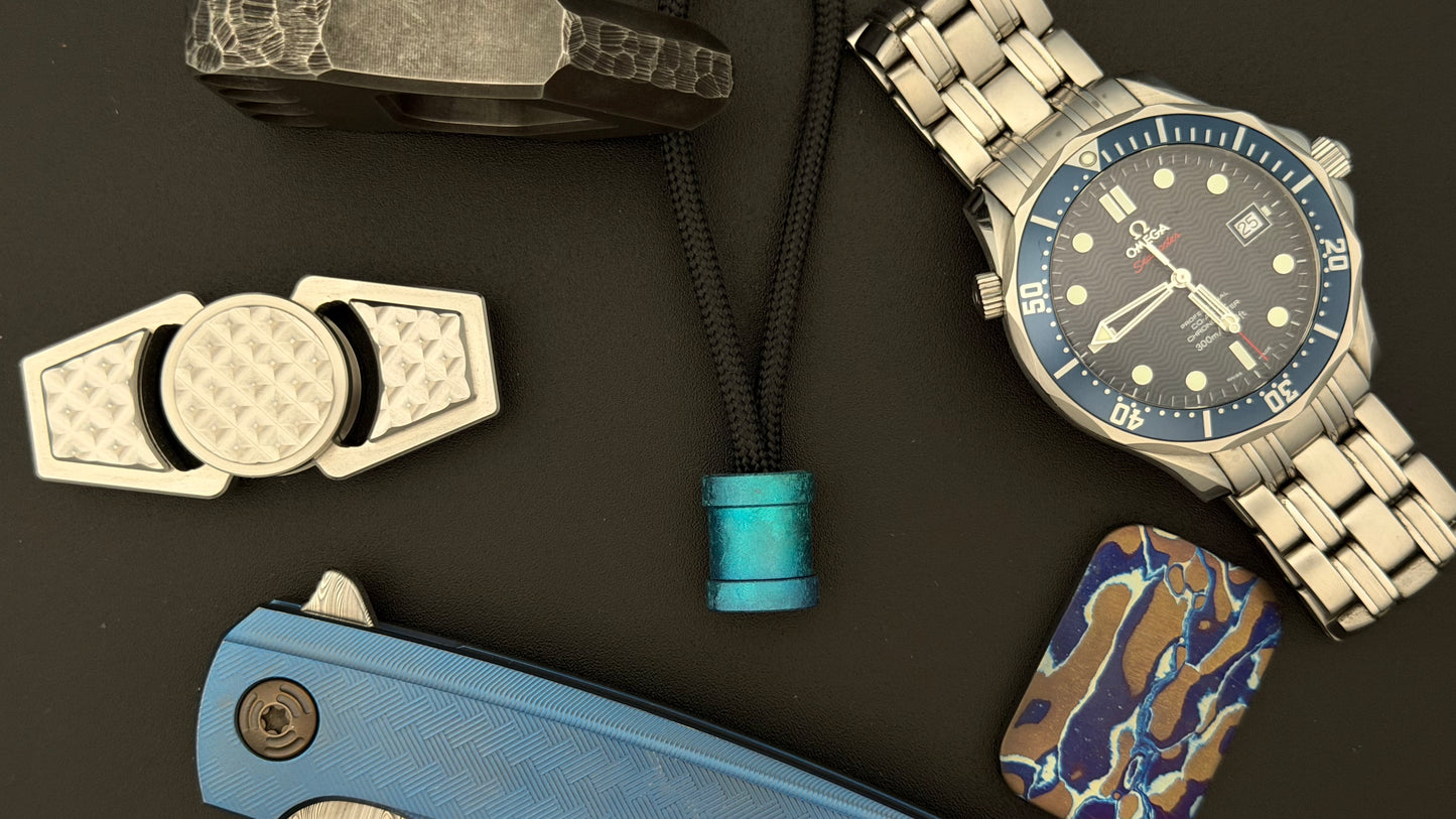 Ice Blue Crystal Titanium spool The End Bead