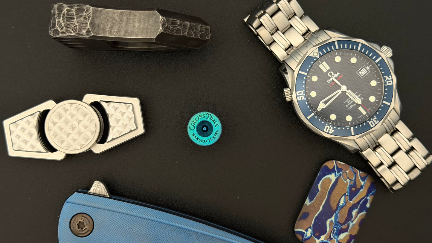 Ice Blue Crystal Titanium spool The End Bead