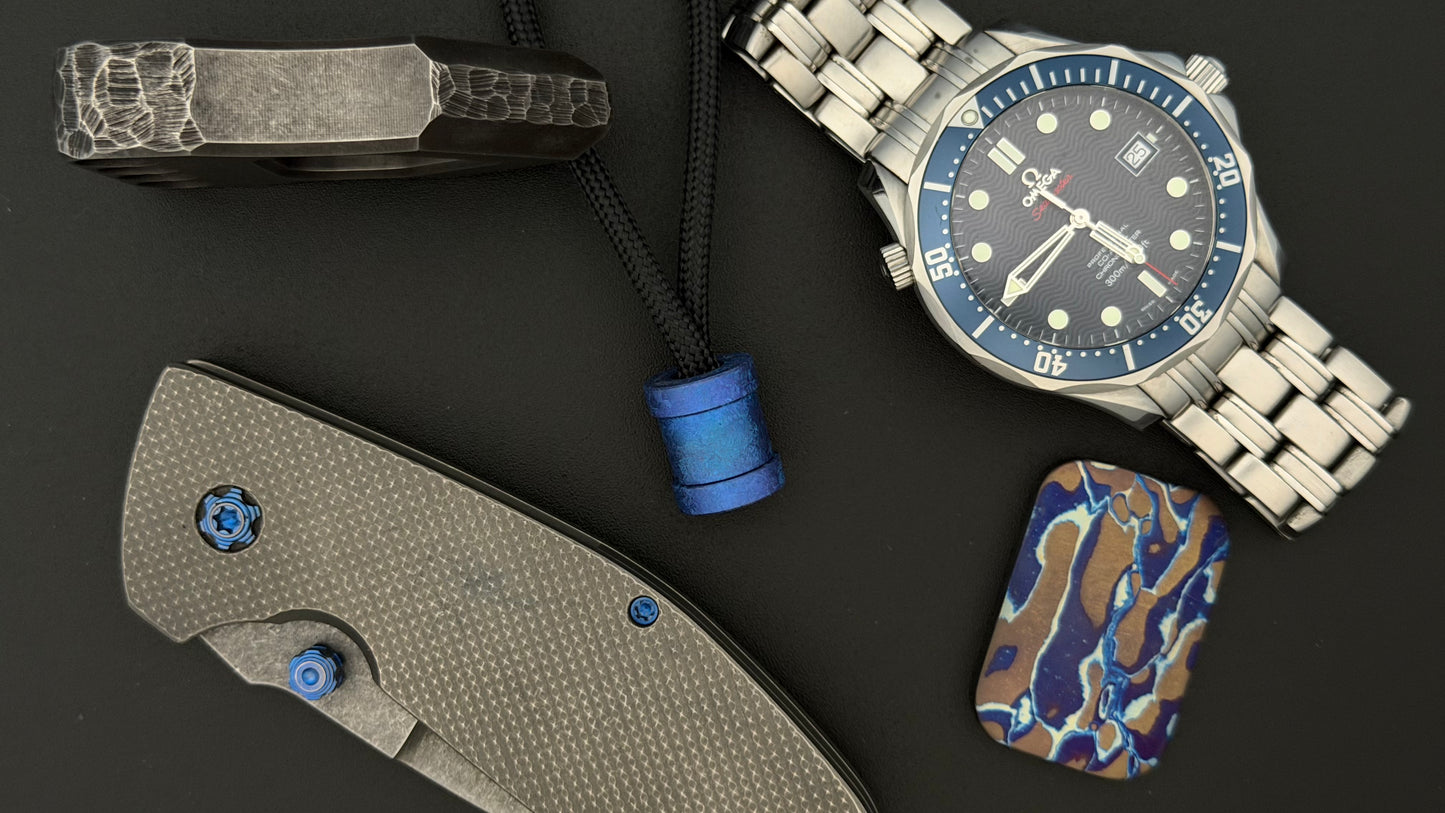 Blurple Crystal Titanium spool The End Bead