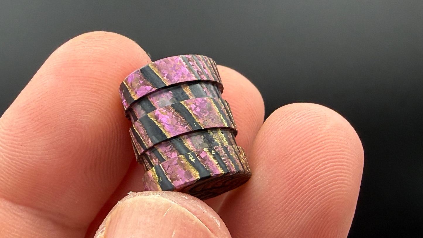 Pink and Gold Zircuti two line The End Bead