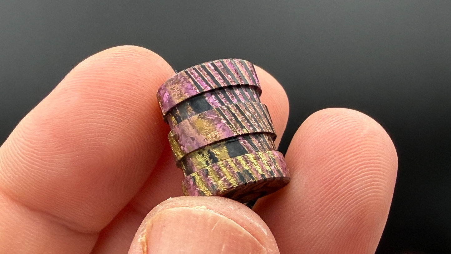 Pink and Gold Zircuti two line The End Bead