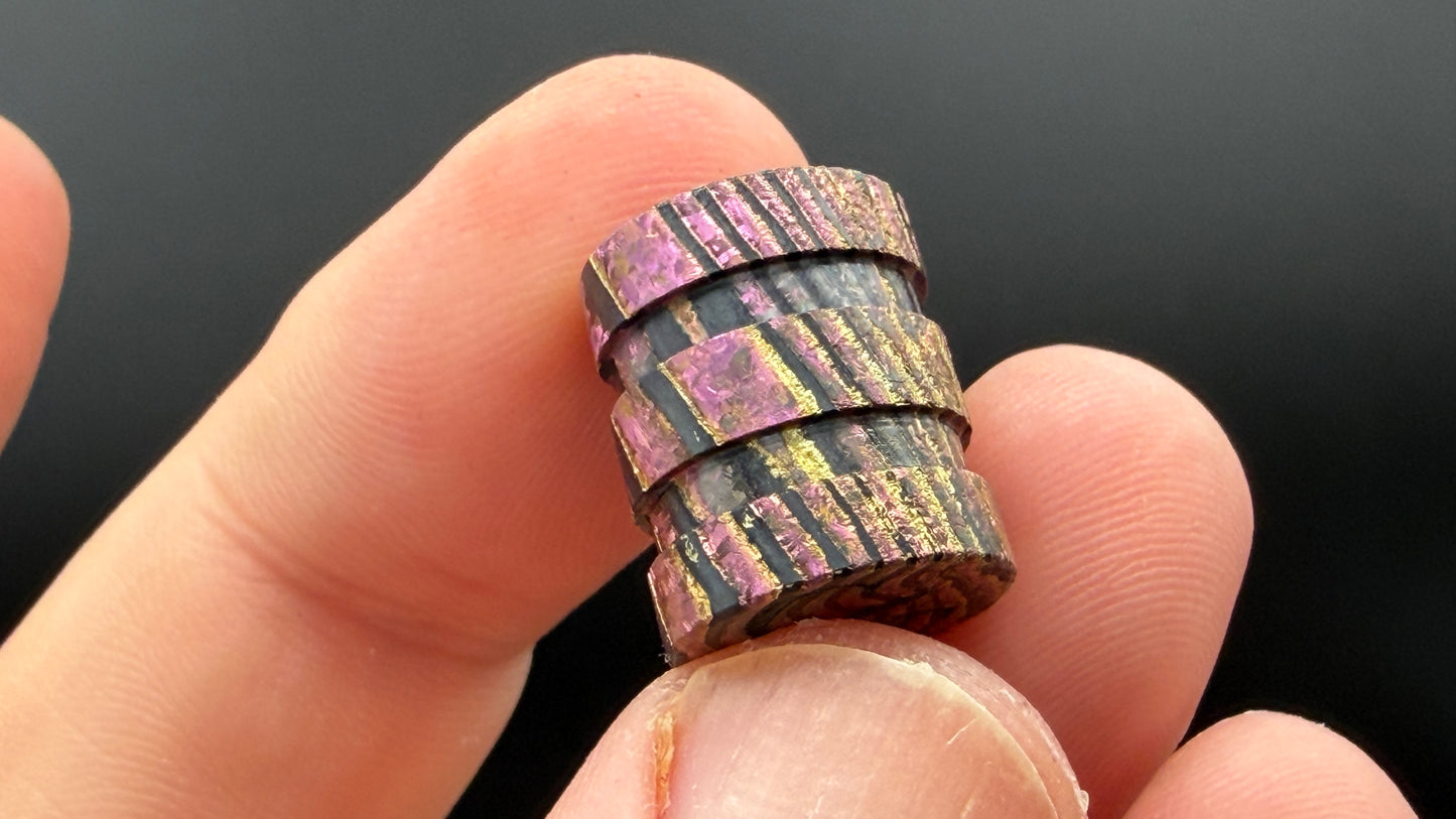 Pink and Gold Zircuti two line The End Bead